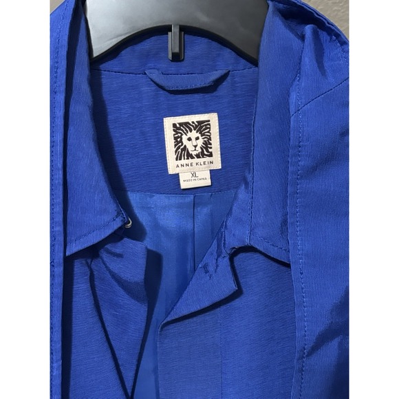 NEW Anne Klein Women's Blue Tweed Jacket Lined Size XL Open Front Blazer - Picture 2 of 8